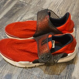 Red Mesh Sneakers with Black Strap